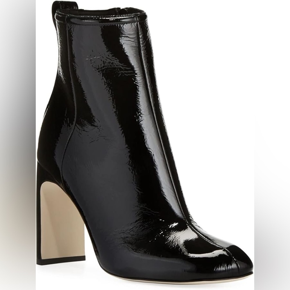 Rag & Bone Ellis Black Patent Leather Heel Ankle Zipper Square Toe Boot 11 / 41